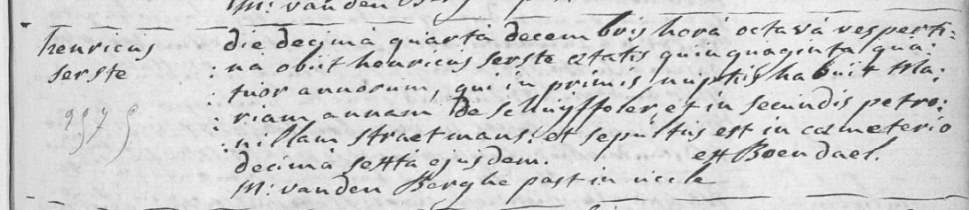 Document de décès de Henri SERSTE