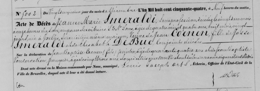 Document de décès de Jeanne SMERALDI