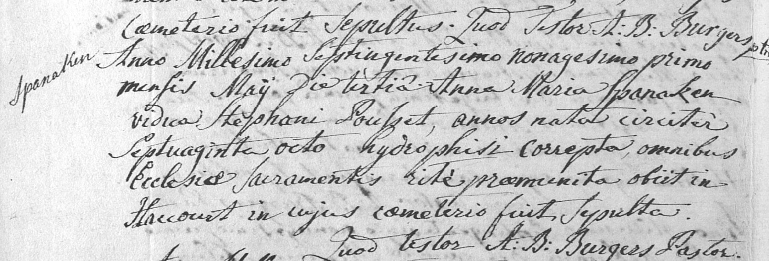 Acte de naissance de Anne marie SPINAKEN