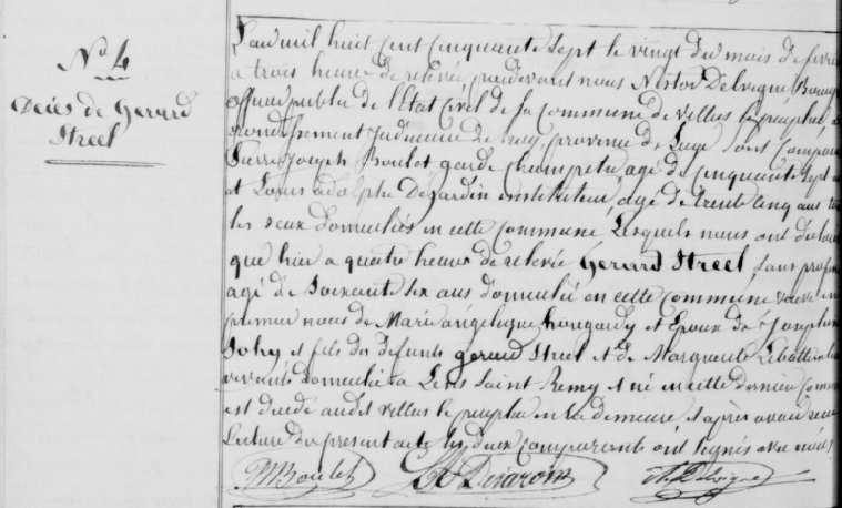 Document de décès de Gérard STREEL