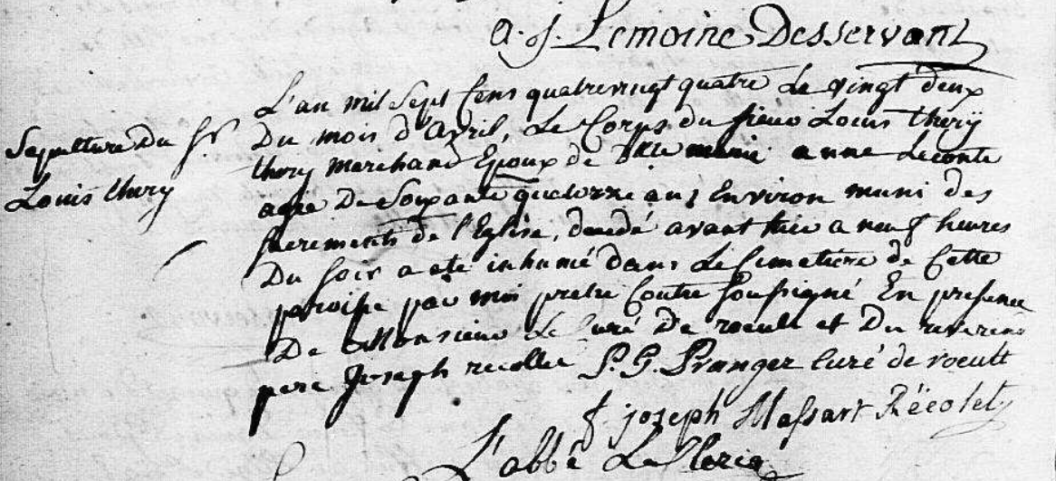 Acte de naissance de Louis THERY (Terry)