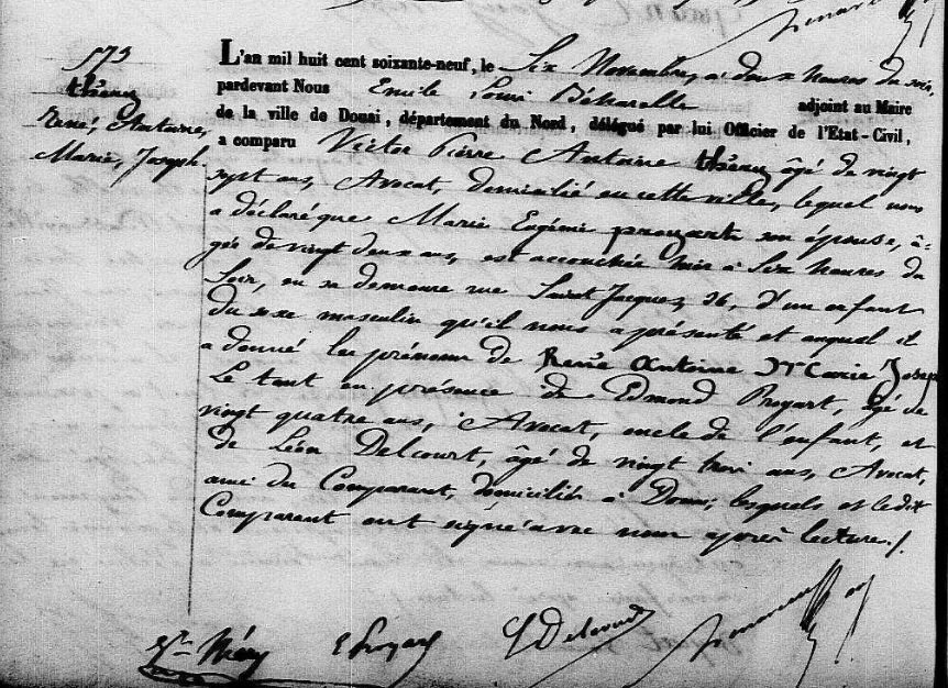 Acte de naissance de René Antoine Marie Joseph THERY