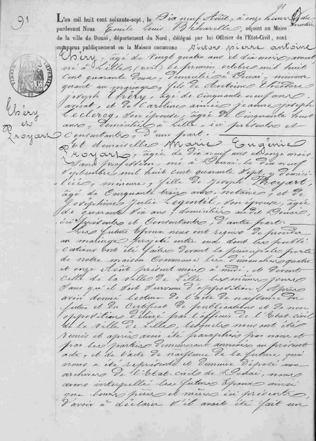 Document numérisé de mariage