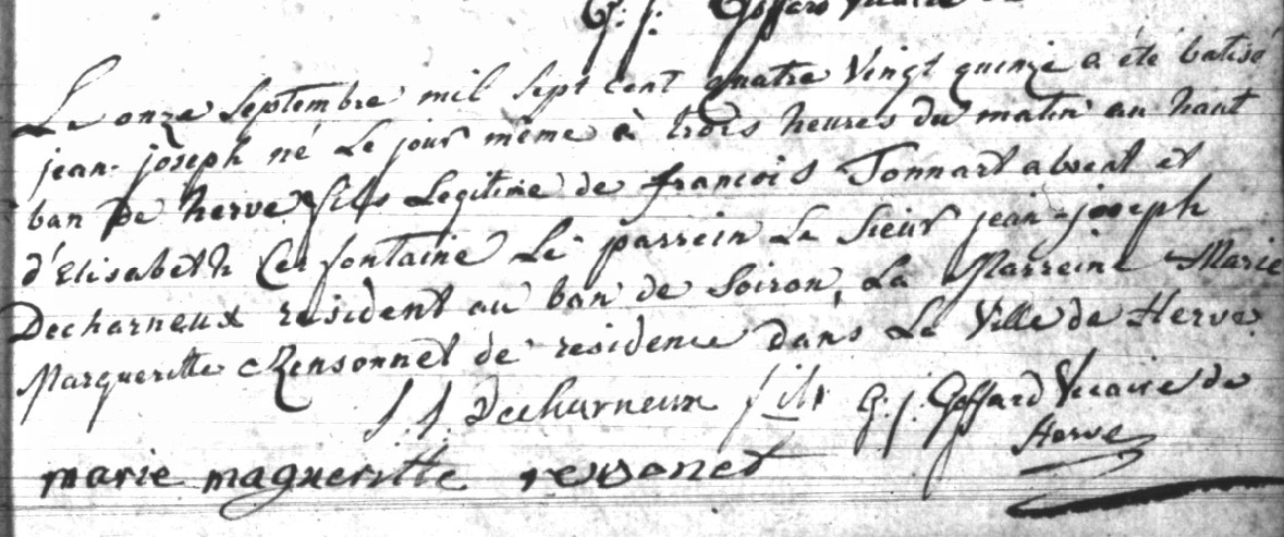 Acte de naissance de Jean Joseph THONARD