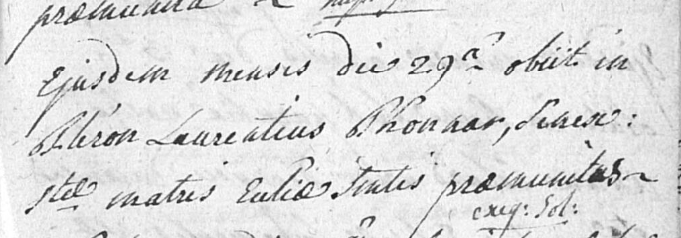 Document de décès de Laurent THONARD (Thonnar)