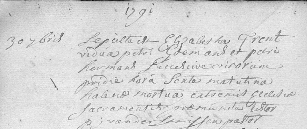 Document de décès de ElisabethTRENT