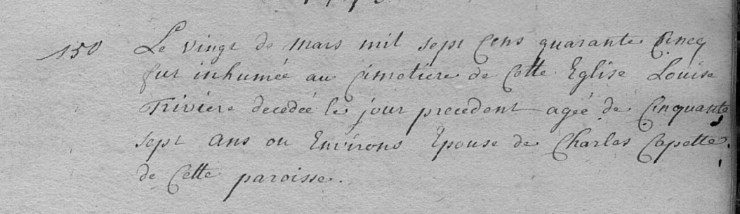 Document de décès de Marie Louise TRIVIER