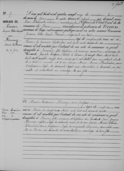 Document numérisé de mariage