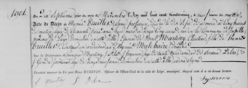 Document de décès de Agnes TRUILLET