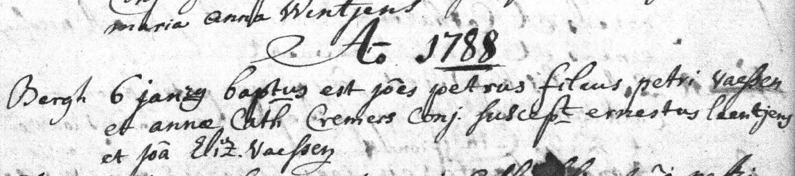 Acte de naissance de Jean Pierre VAESSEN