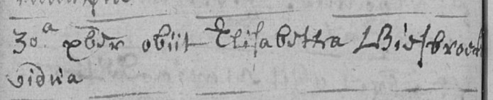 Document de décès de Elisabeth VAN BIESBROUCK