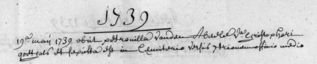 Document de décès de Petronella VAN DEN ABEELE