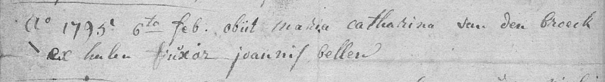 Document de décès de Maria Catharina VANDENBROECK