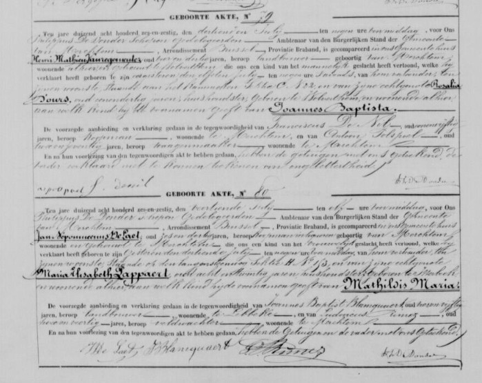 Acte de naissance de Joannes Baptista VAN REGEMEUTER