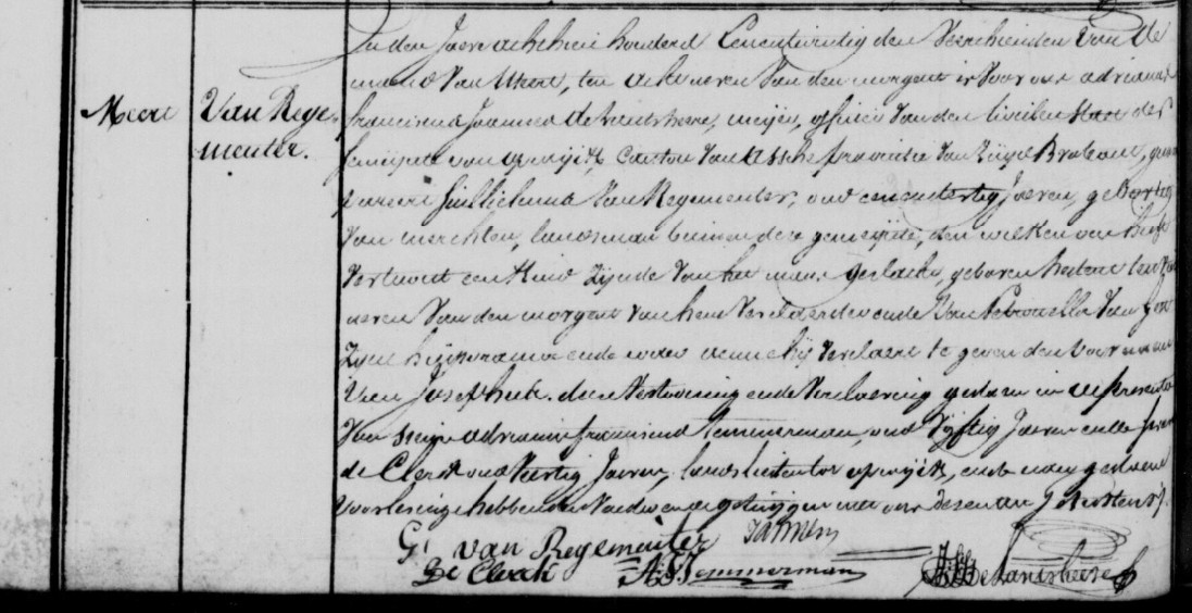 Acte de naissance de Josephus VAN REGEMEUTER