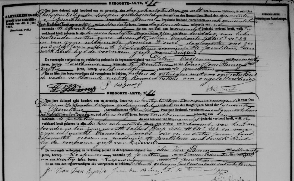 Acte de naissance de Judocus VAN REGEMEUTER