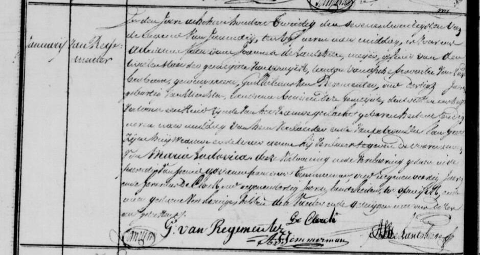 Acte de naissance de Maria Ludovica VAN REGEMEUTER