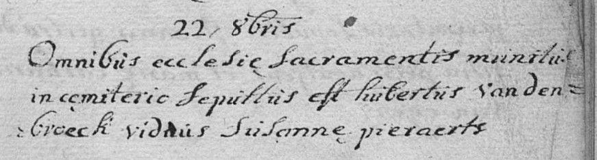 Acte de naissance de Hubert VANDENBROECK