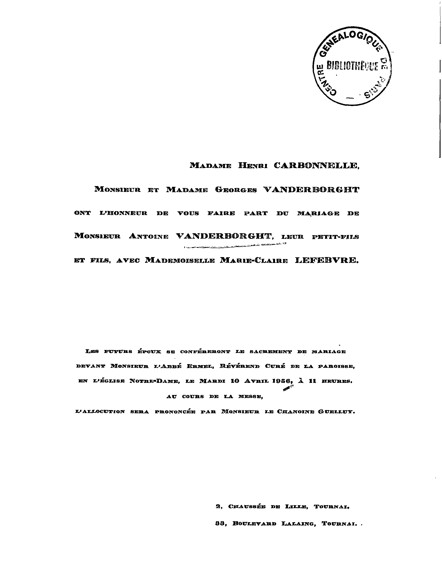 Document numérisé de mariage