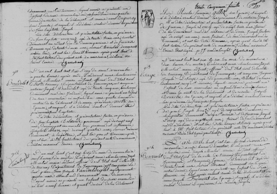 Acte de naissance de Antoine Joseph VANDERBORGHT