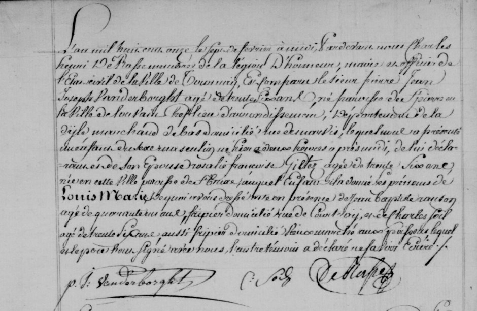 Acte de naissance de Louis Marie VANDERBORGHT