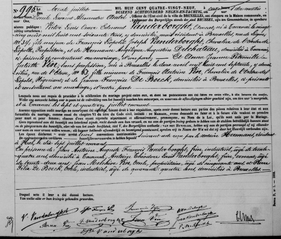 Document numérisé de mariage