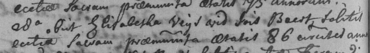 Document de décès de Elisabeth VEYS