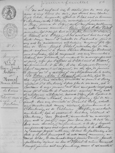 Document numérisé de mariage