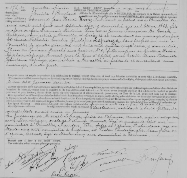 Document numérisé de mariage