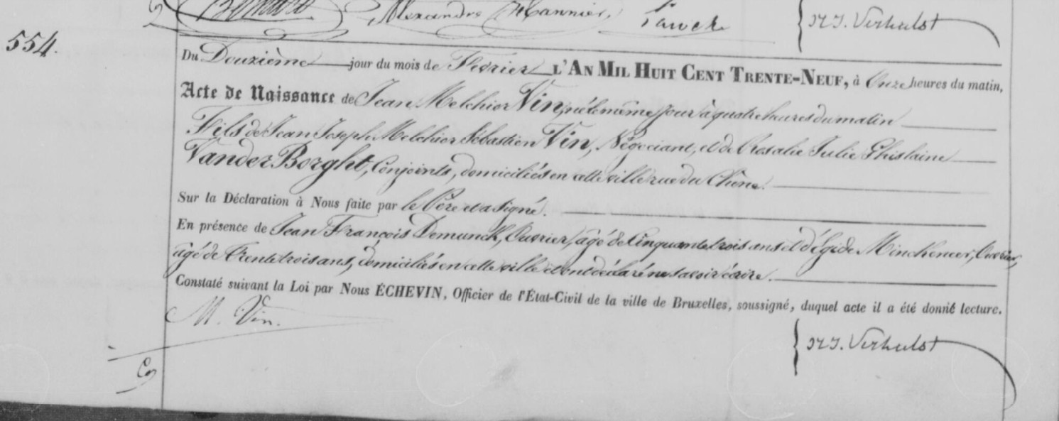 Acte de naissance de Jean Melchior VIN