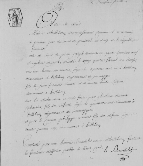 Document de décès de Pierre Joseph VINCART