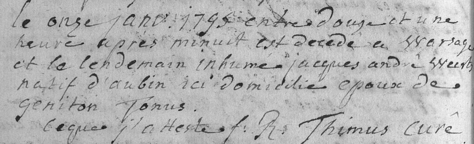 Document de décès de Jacques André WEERTS