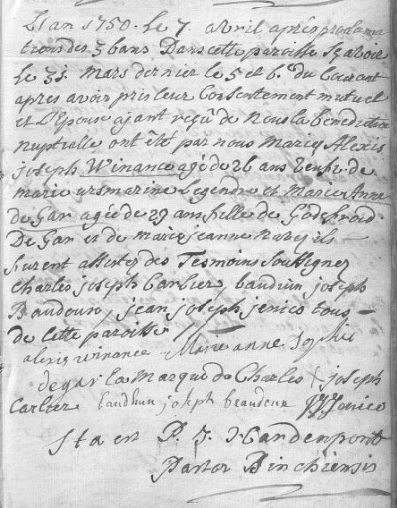 Document numérisé de mariage