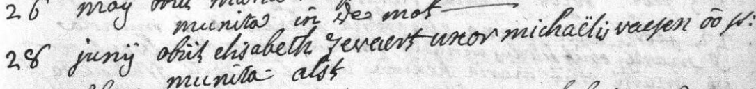 Document de décès de Elisabeth ZEVART