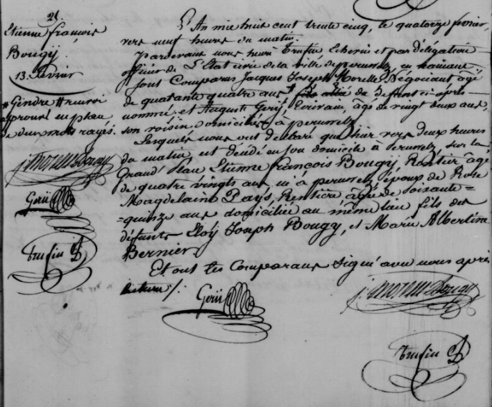 Document de décès de François Etienne Joseph BOUGY