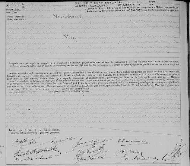 Document numérisé de mariage