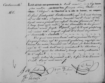 Acte de naissance de Henriette Isabelle CARBONNELLE