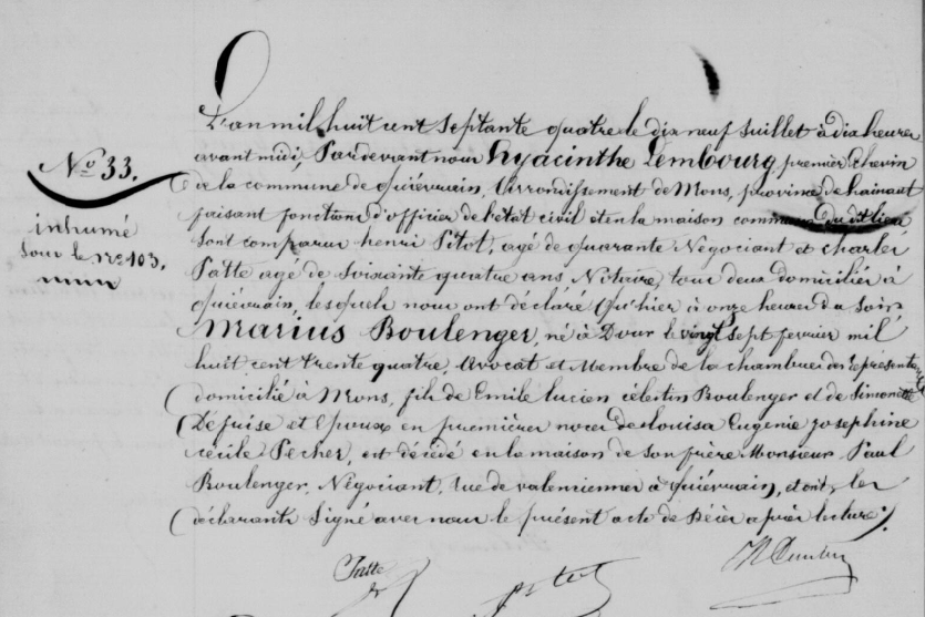 Document de décès de Marius BOULENGER