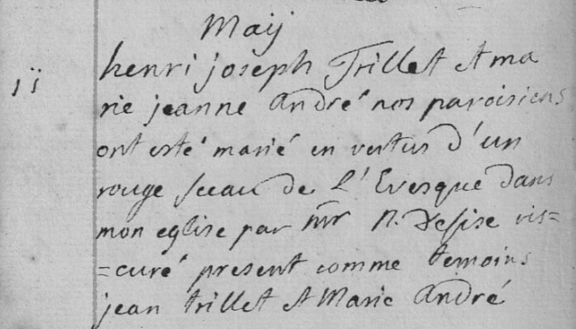 Document numérisé de mariage