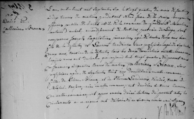 Document de décès de Anne Catherine BROUN