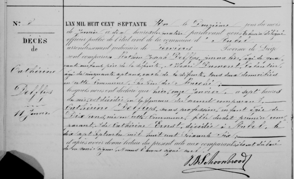 Document de décès de Catherine DELFLYS