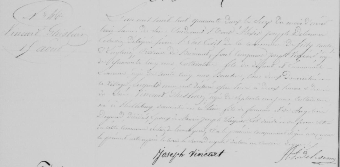 Document de décès de Ghislain François VINCART