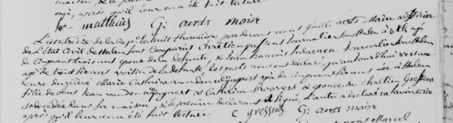 Document de décès de Maria Catharina VANDENWIJNGAERT