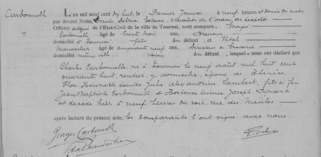 Document de décès de Charles CARBONNELLE