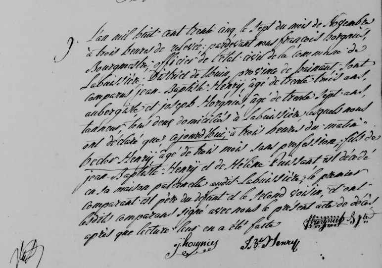 Document de décès de Jean-Baptiste Martin Hector HENRY