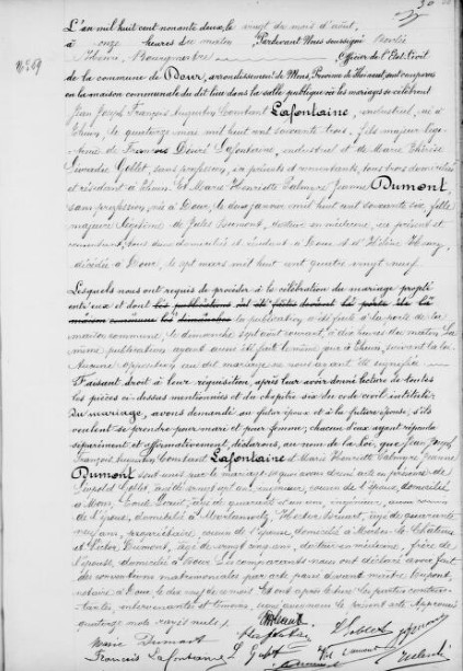 Document numérisé de mariage